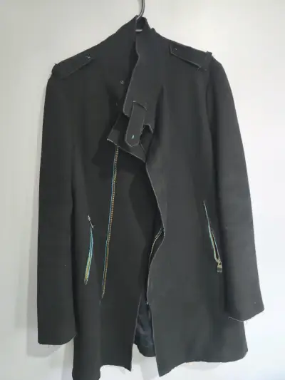 Abrigo negro con cierre y cuello alto Zara - miniatura 6