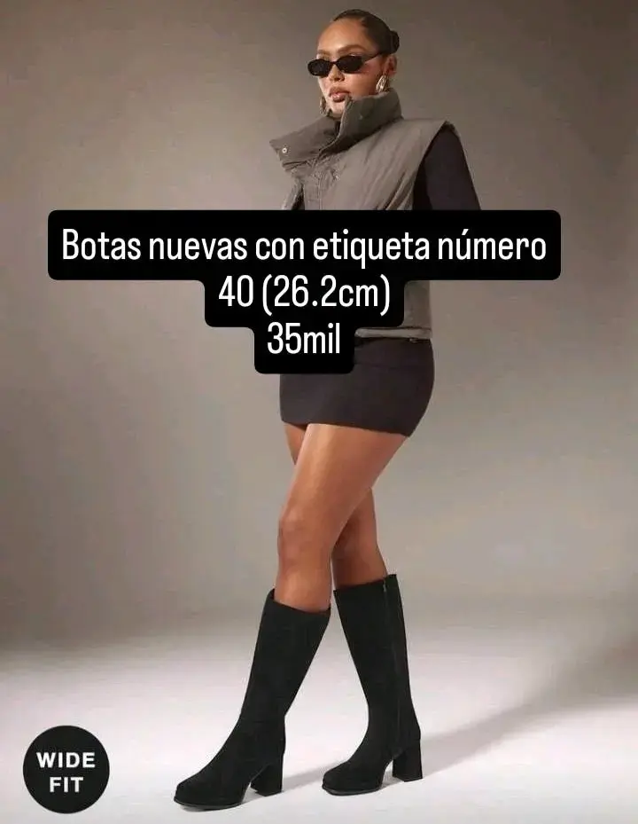 Botines negros de gamuza con tacón grueso - 2