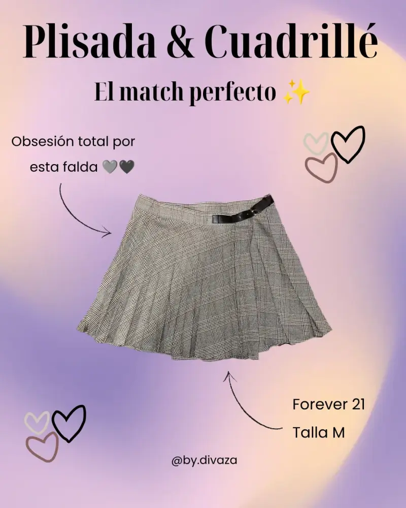 Falda plisada cuadrillé Forever 21 talla M