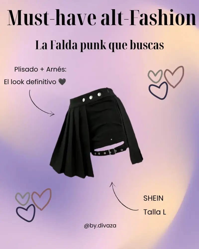 Falda punk negra con arnés SHEIN
