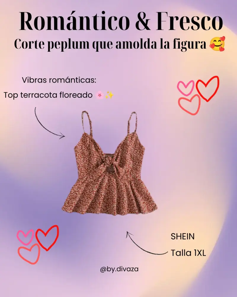 Top peplum terracota floreado SHEIN