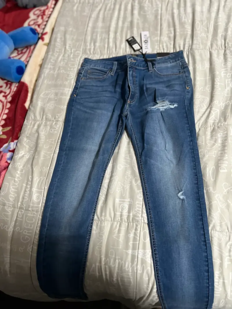 Jeans azul desgastado para hombre - 1