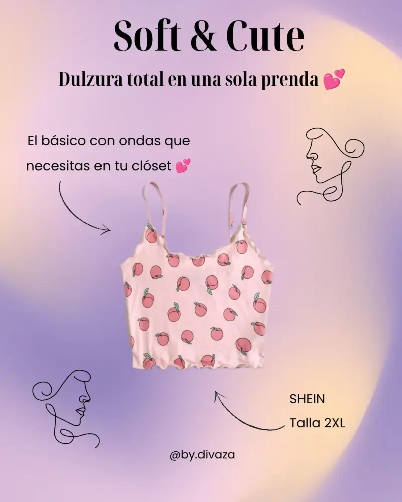 Top de tirantes con estampado de duraznos