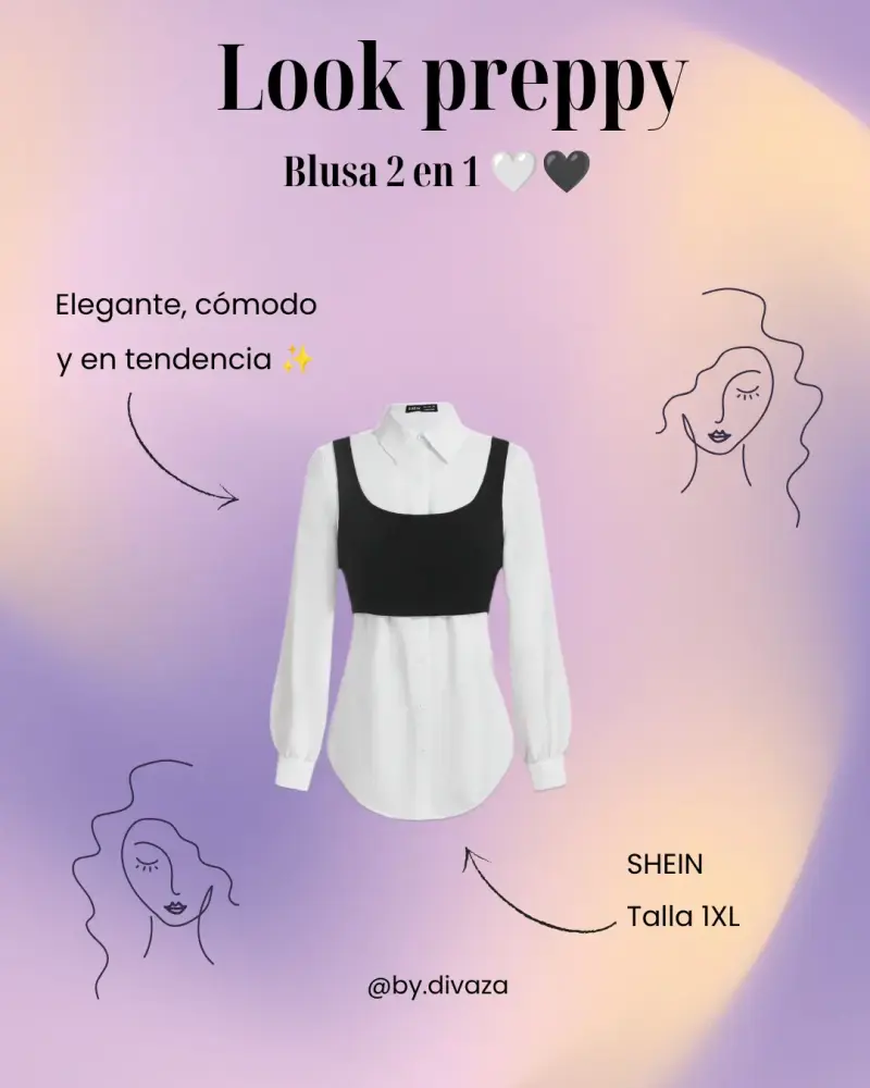 Blusa 2 en 1 estilo preppy SHEIN