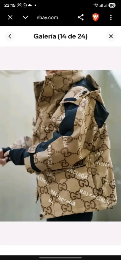 Chaqueta Gucci Balenciaga marrón con logo - miniatura 2