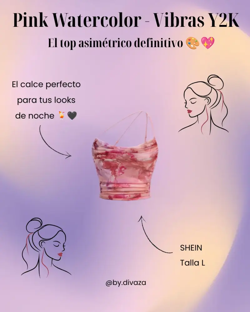 Top asimétrico Pink Watercolor SHEIN