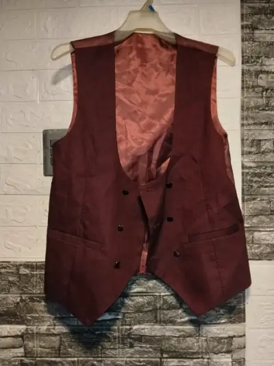 Blazer Perry Ellis burdeos con solapa negra - miniatura 2