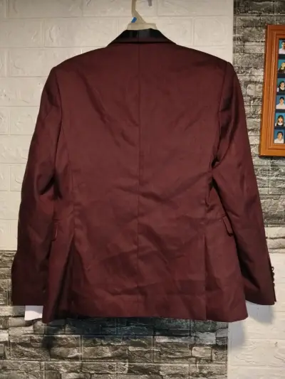 Blazer Perry Ellis burdeos con solapa negra - miniatura 6