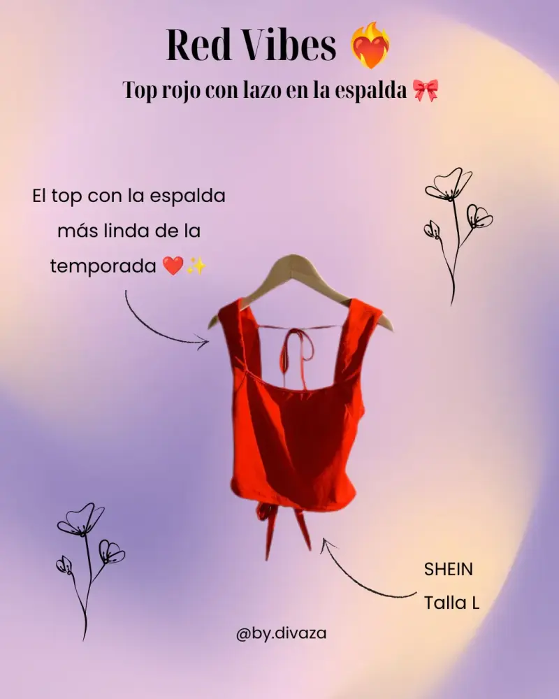 Top rojo con lazo en la espalda SHEIN