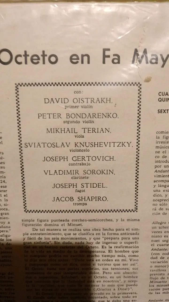 Vinilo Schubert Octeto con David Oistrakh - 2