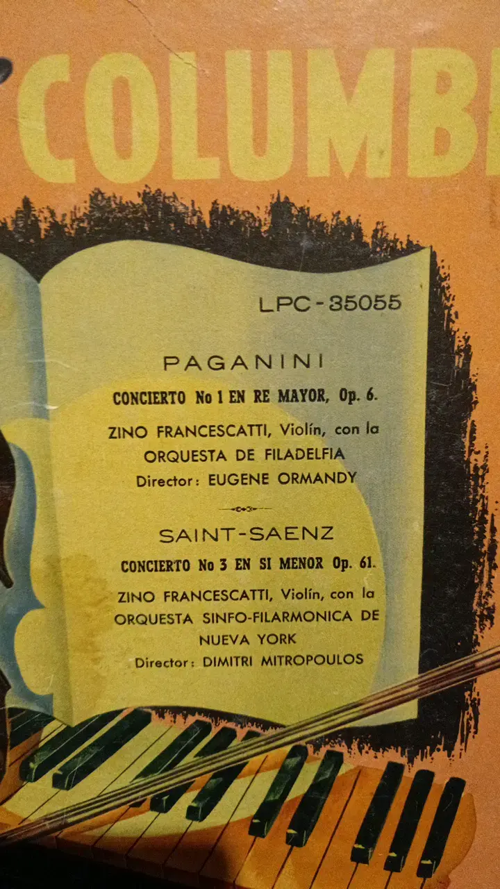 Disco LP Columbia Paganini y Saint-Saëns - 2