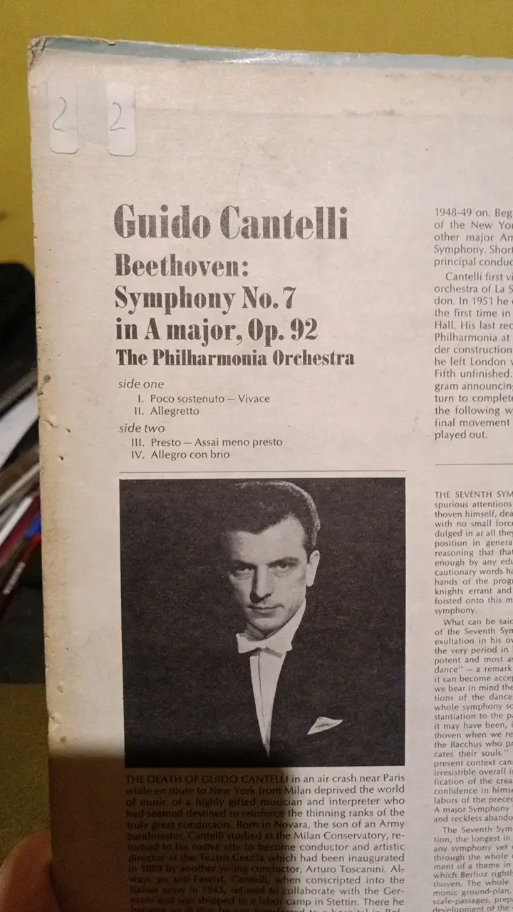 Vinilo Beethoven Symphony No. 7 Guido Cantelli - 2