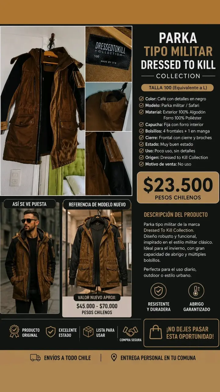 Parka militar Dressed to Kill café L