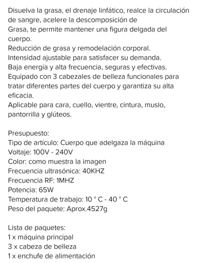 Máquina de cavitación RF para tratamietos estético - miniatura 3