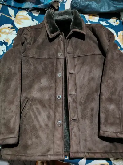 Chaqueta de gamuza marrón con chiporro - miniatura 1