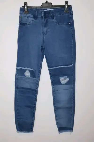 Jeans azul desgastados para mujer - miniatura 1