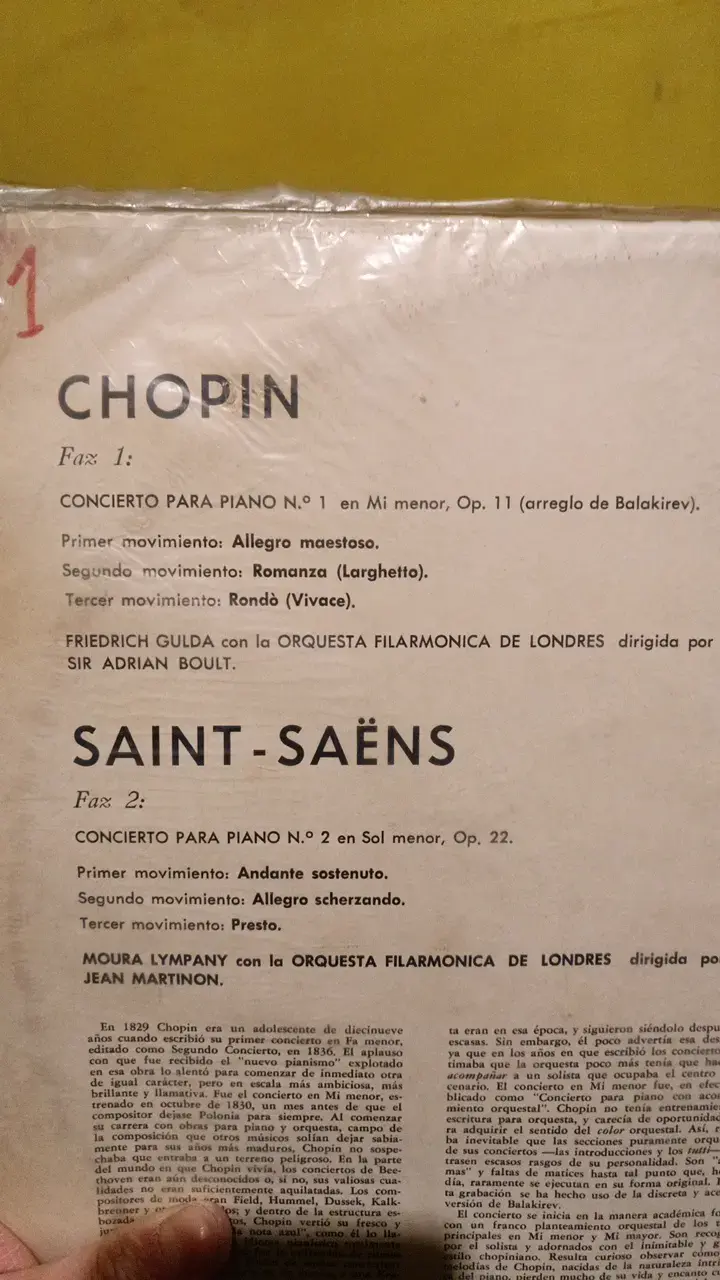Vinilo Concierto para Piano Chopin y Saint-Saëns - 2