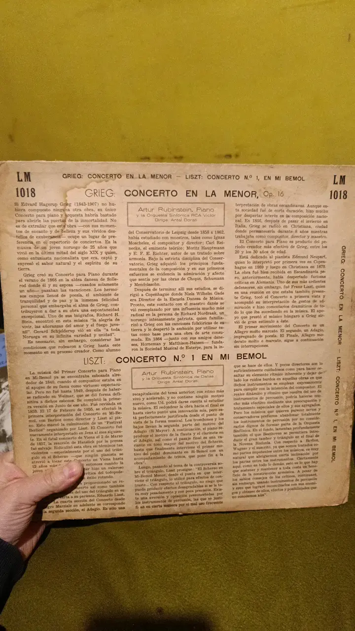 Vinilo clásico Liszt y Grieg RCA Victor - 2
