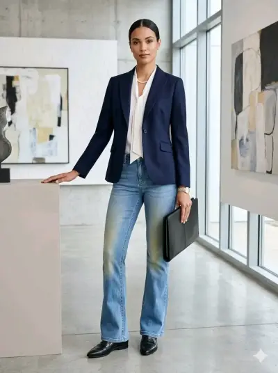 Jeans ajustados azul oscuro para mujer - miniatura 4