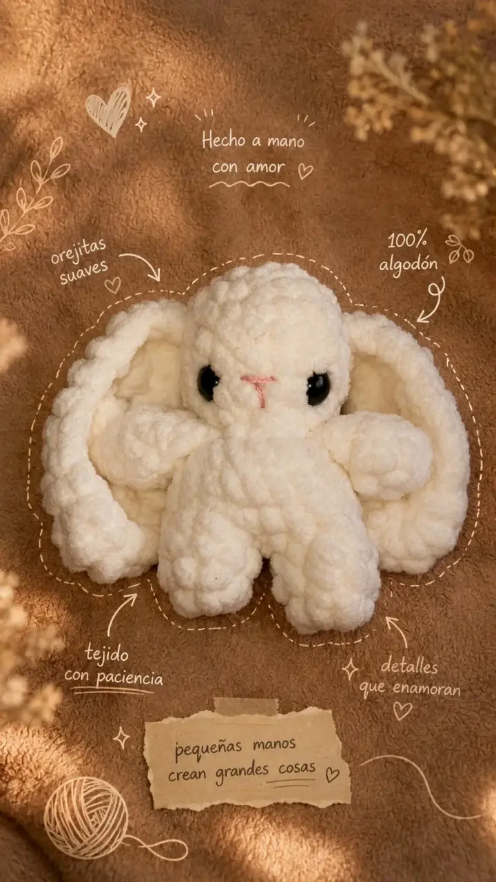 Peluche conejo hecho a mano de algodón