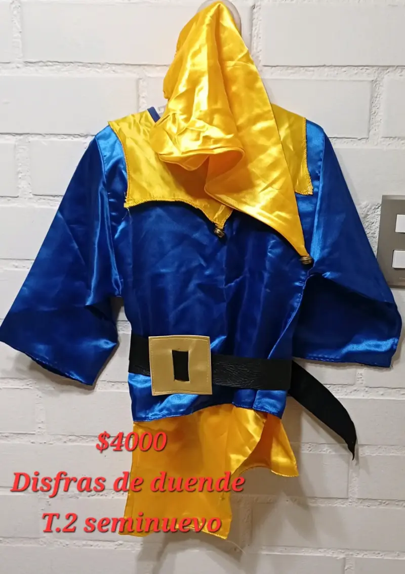 Disfraz de duende azul y amarillo T.2