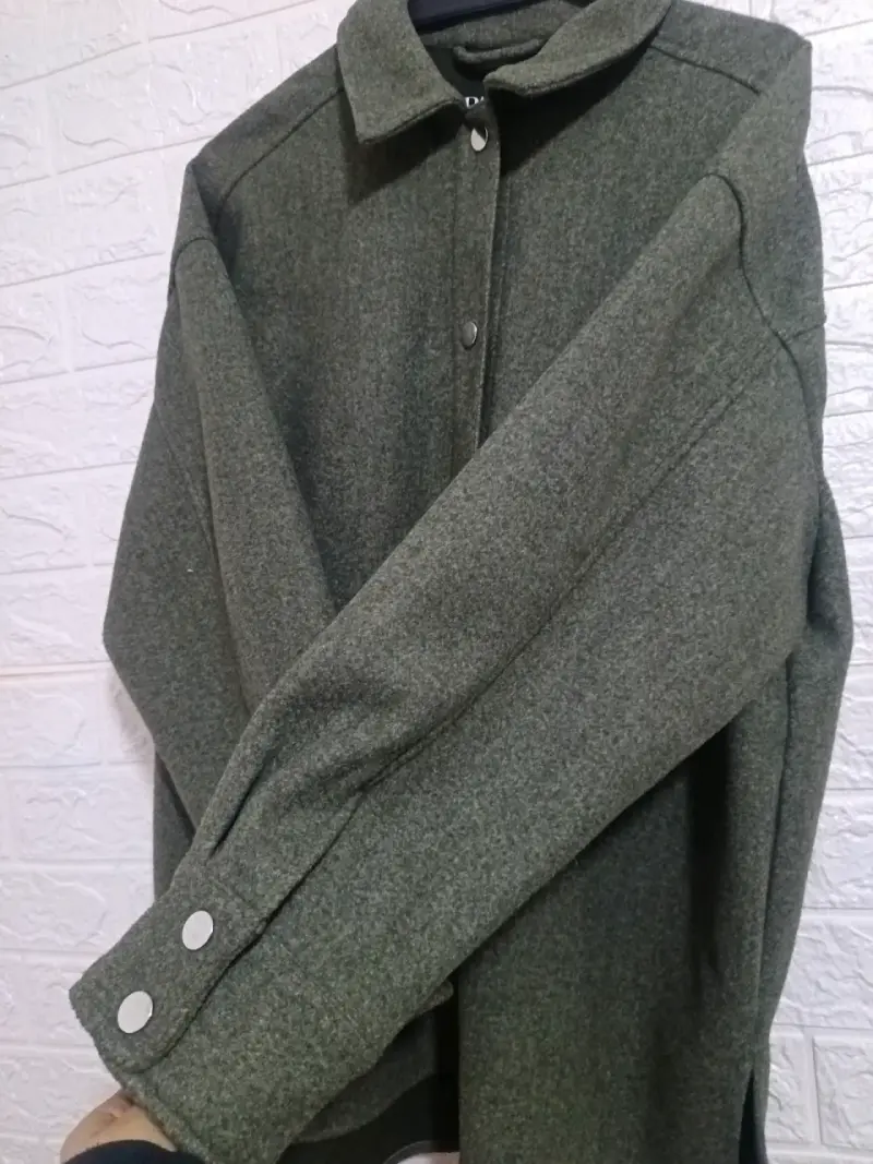 Camisa oversize verde de lana Zara - 3