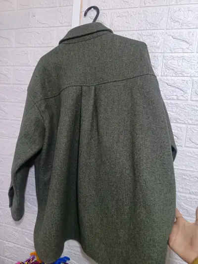 Camisa oversize verde de lana Zara - miniatura 4