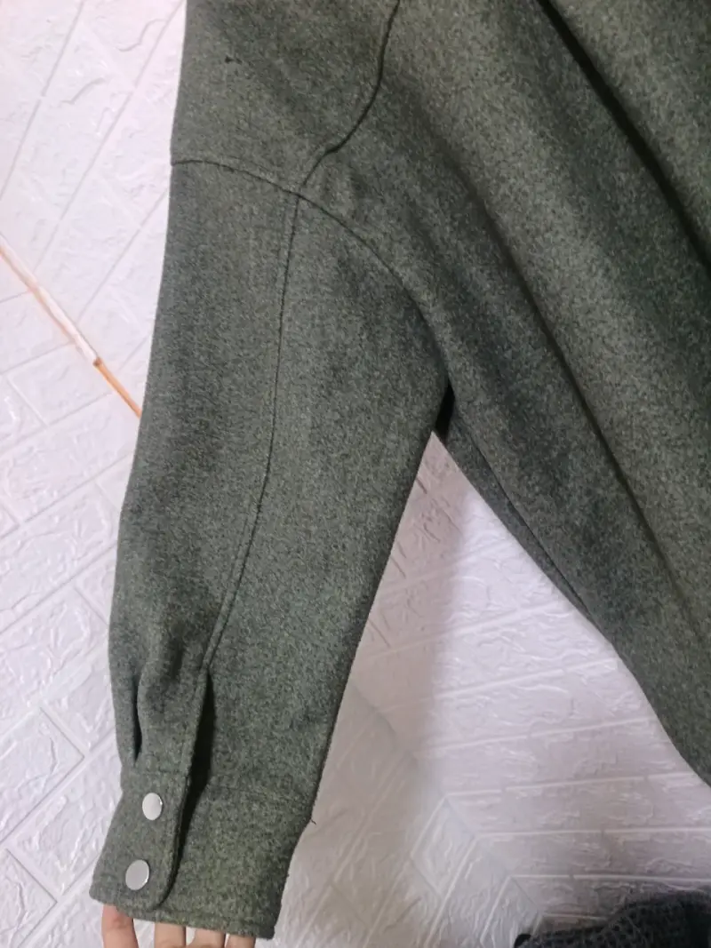 Camisa oversize verde de lana Zara - 5