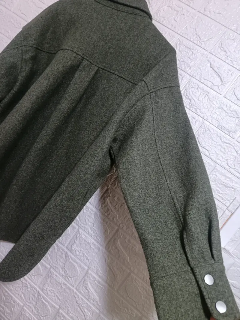 Camisa oversize verde de lana Zara - 6