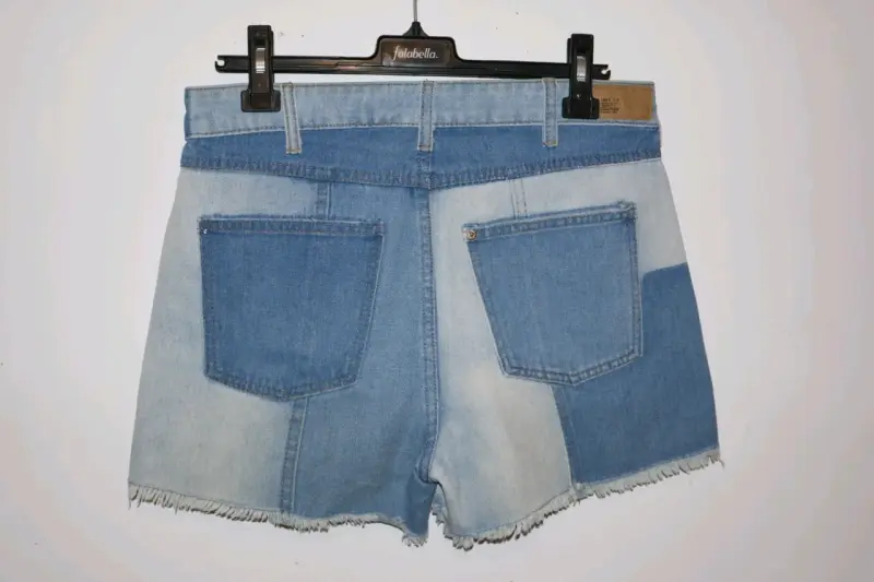 Shorts de mezclilla patchwork para mujer - 2