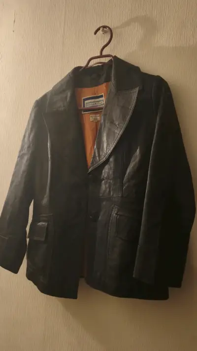 Chaqueta de cuero negra Suburban Metro - miniatura 2