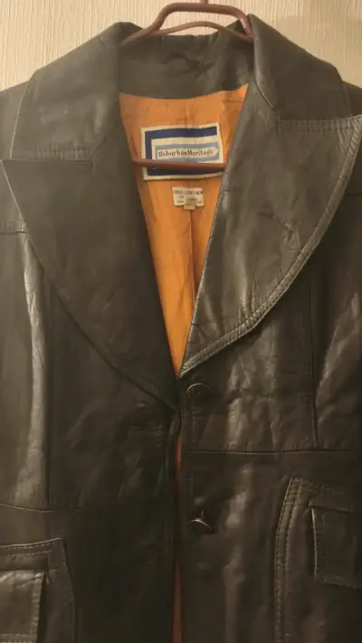 Chaqueta de cuero negra Suburban Metro - miniatura 3