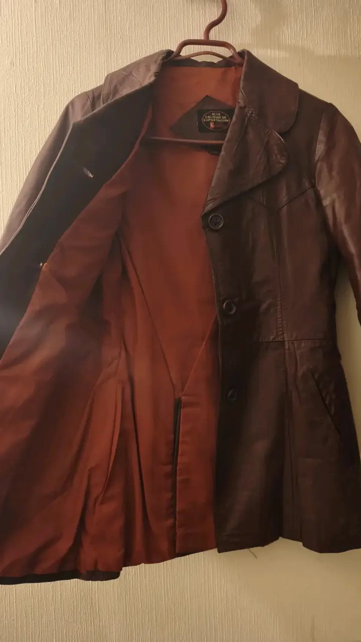 Chaqueta de cuero marrón para mujer - 3