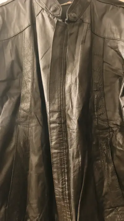Chaqueta de cuero negra para hombre - miniatura 3