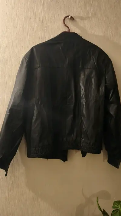 Chaqueta de cuero negra para hombre - miniatura 5