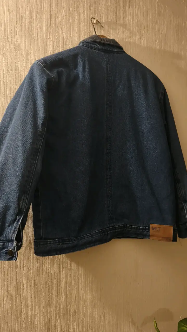 Chaqueta de mezclilla MLT azul con cuello - 5