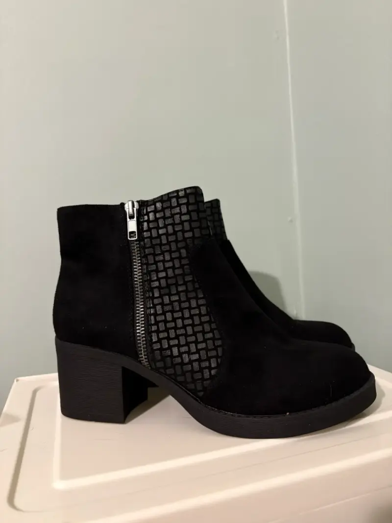 Botines negros con cierre y diseño texturizado - 1