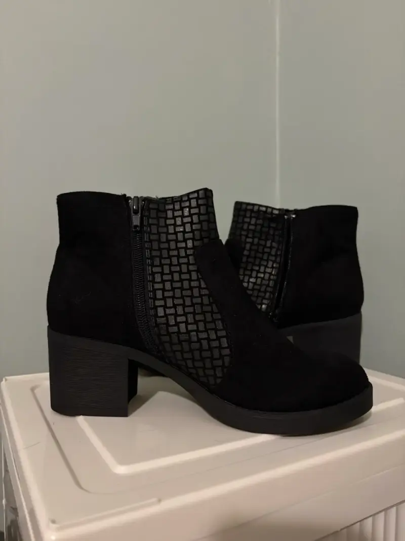 Botines negros con cierre y diseño texturizado - 2