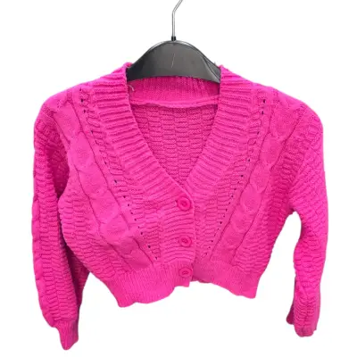 Cárdigan tejido fucsia para mujer - miniatura 1