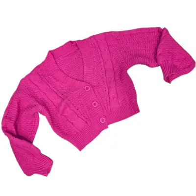 Cárdigan tejido fucsia para mujer - miniatura 3