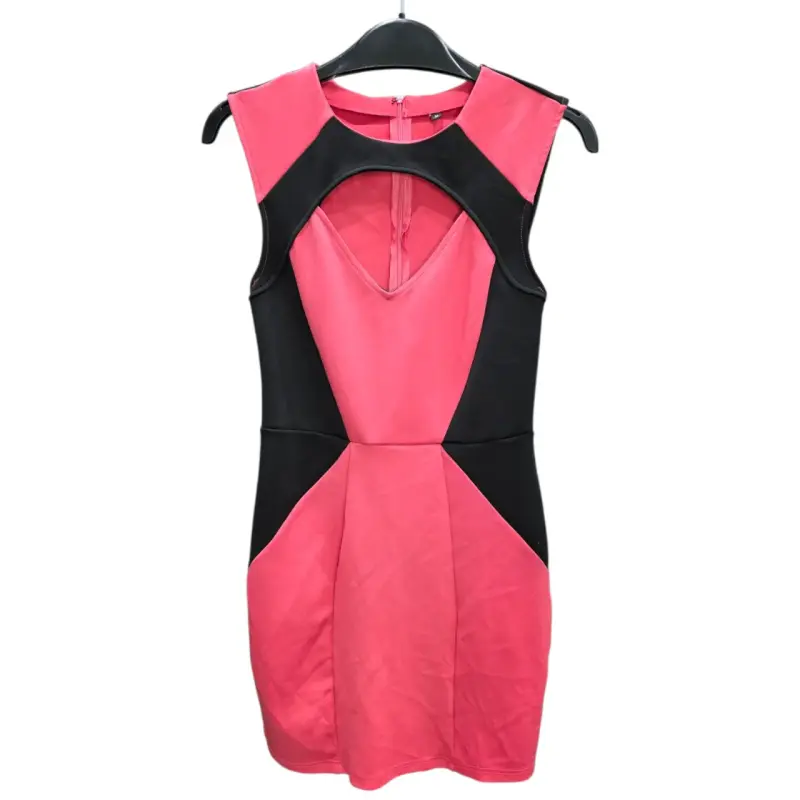 Vestido sin mangas bicolor rosa y negro - 1