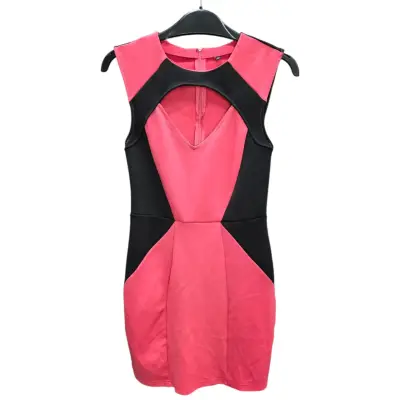 Vestido sin mangas bicolor rosa y negro - miniatura 1