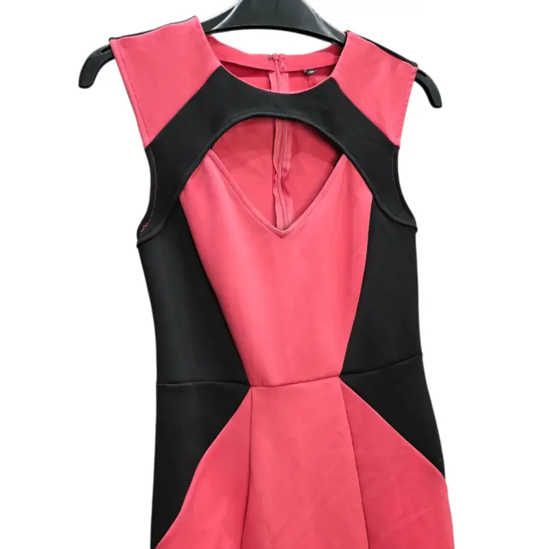 Vestido sin mangas bicolor rosa y negro - 2