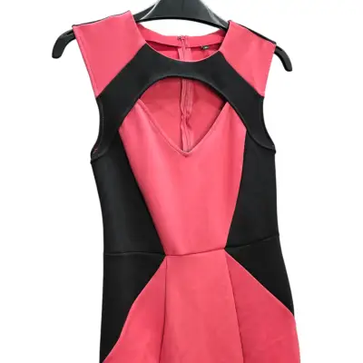 Vestido sin mangas bicolor rosa y negro - miniatura 2