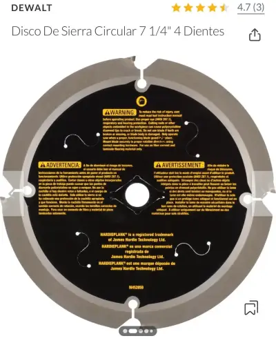 Disco de corte DeWalt 7 1/4 pulgadas para cemento - miniatura 2