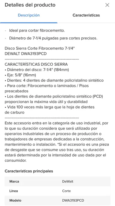 Disco de corte DeWalt 7 1/4 pulgadas para cemento - miniatura 5