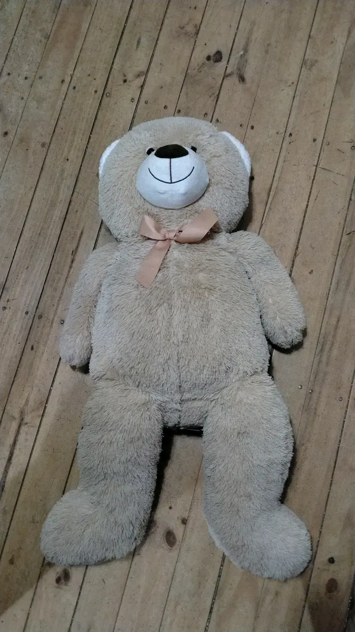 Osito de peluche gigante beige con lazo - 1