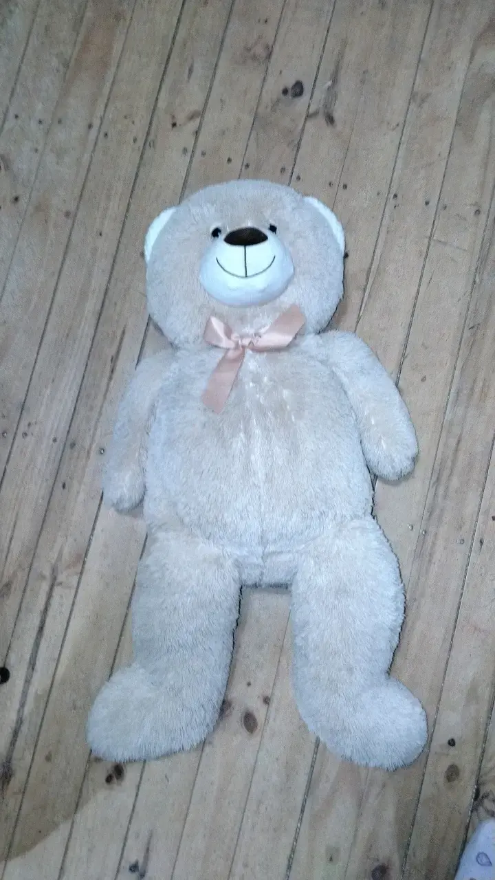 Osito de peluche gigante beige con lazo - 2