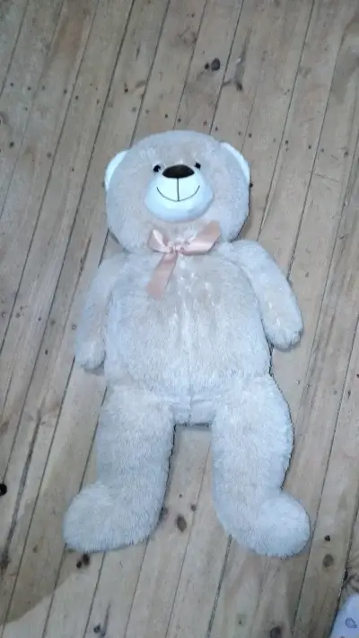 Osito de peluche gigante beige con lazo - miniatura 2