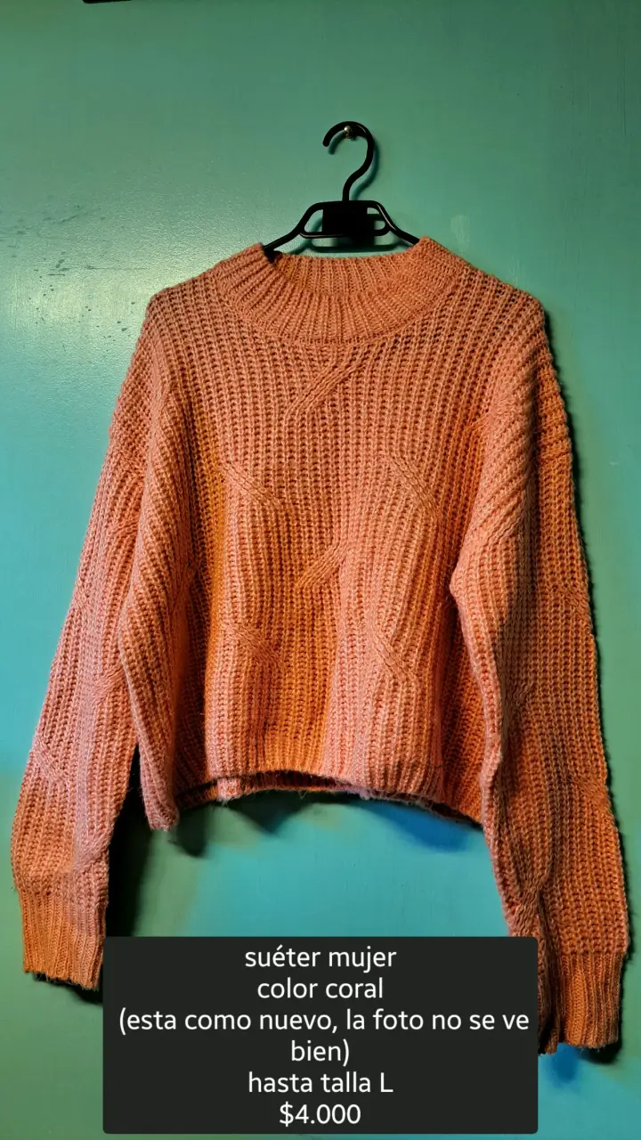 Suéter mujer color coral talla L